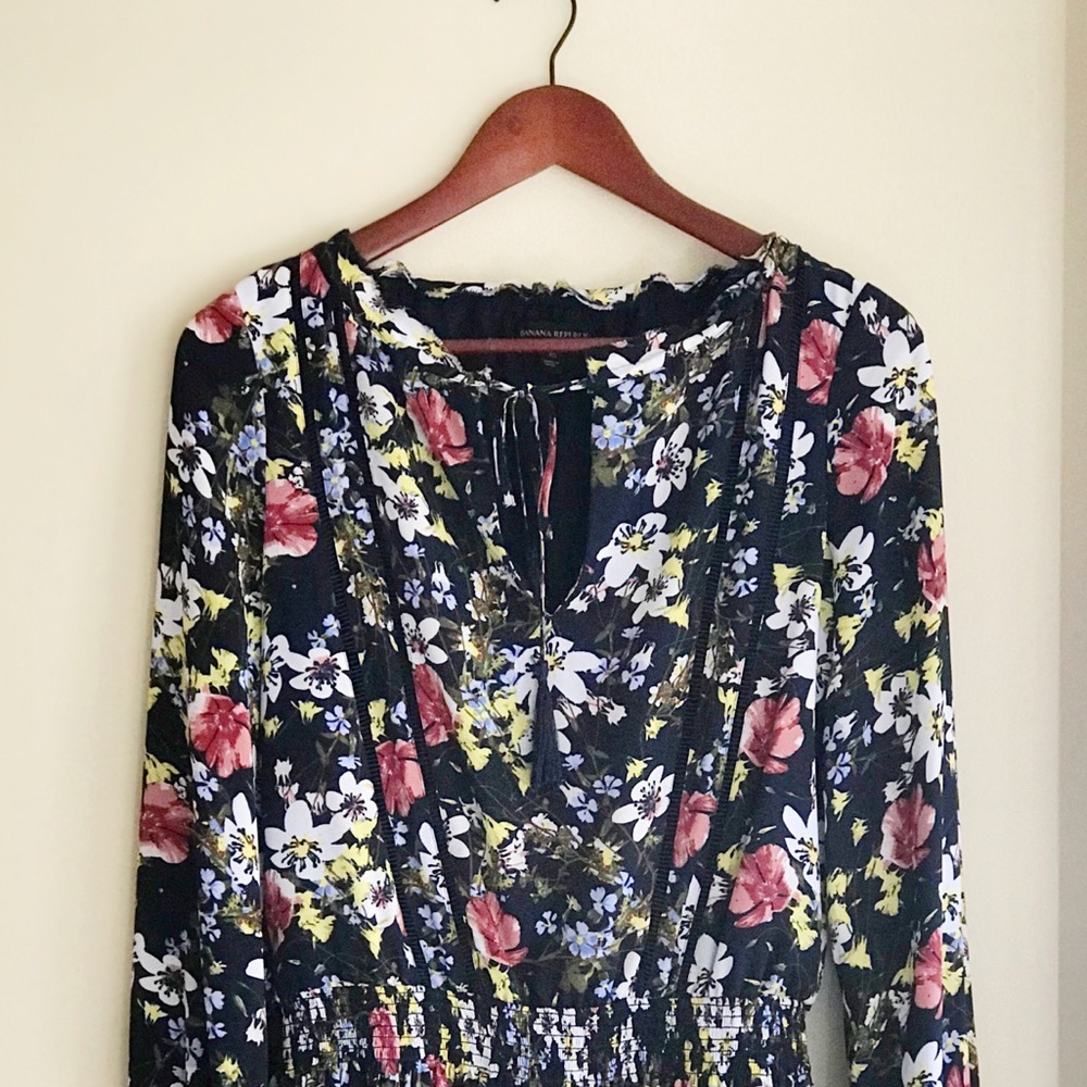 Banana Republic Floral Long Sleeve Dress (XS)